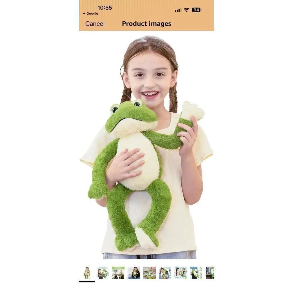 Muiteiur 17.7 Inch Plush Frog Stuffed Animal, Cute Frog Soft Toy with White Bell